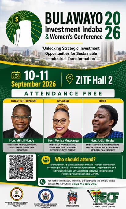 2026 Bulawayo Investment Indaba-"Unlocking Strategic Investment Opportunities for Sustainable Industrial Transformation".